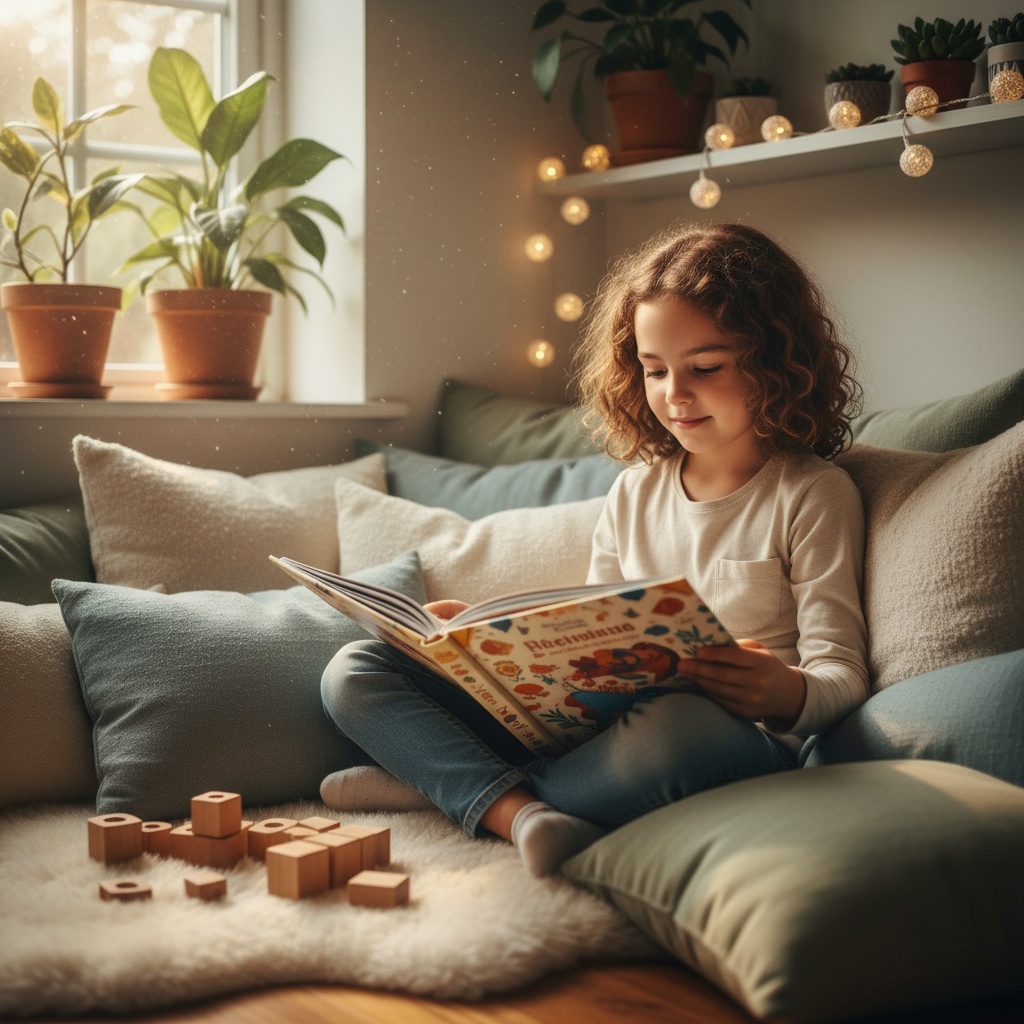 ADHD child completing homework in focused short bursts with timer and parent support during half term